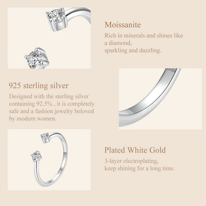 Elegant Moissanite Adjustable Ring