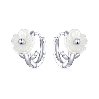 Mother-of-Pearl Floral Hoop Earrings