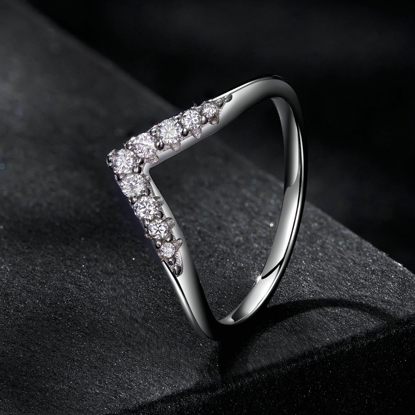 V-Shaped Moissanite Ring