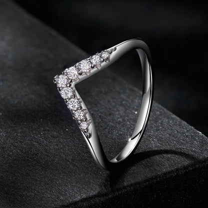 V-Shaped Moissanite Ring