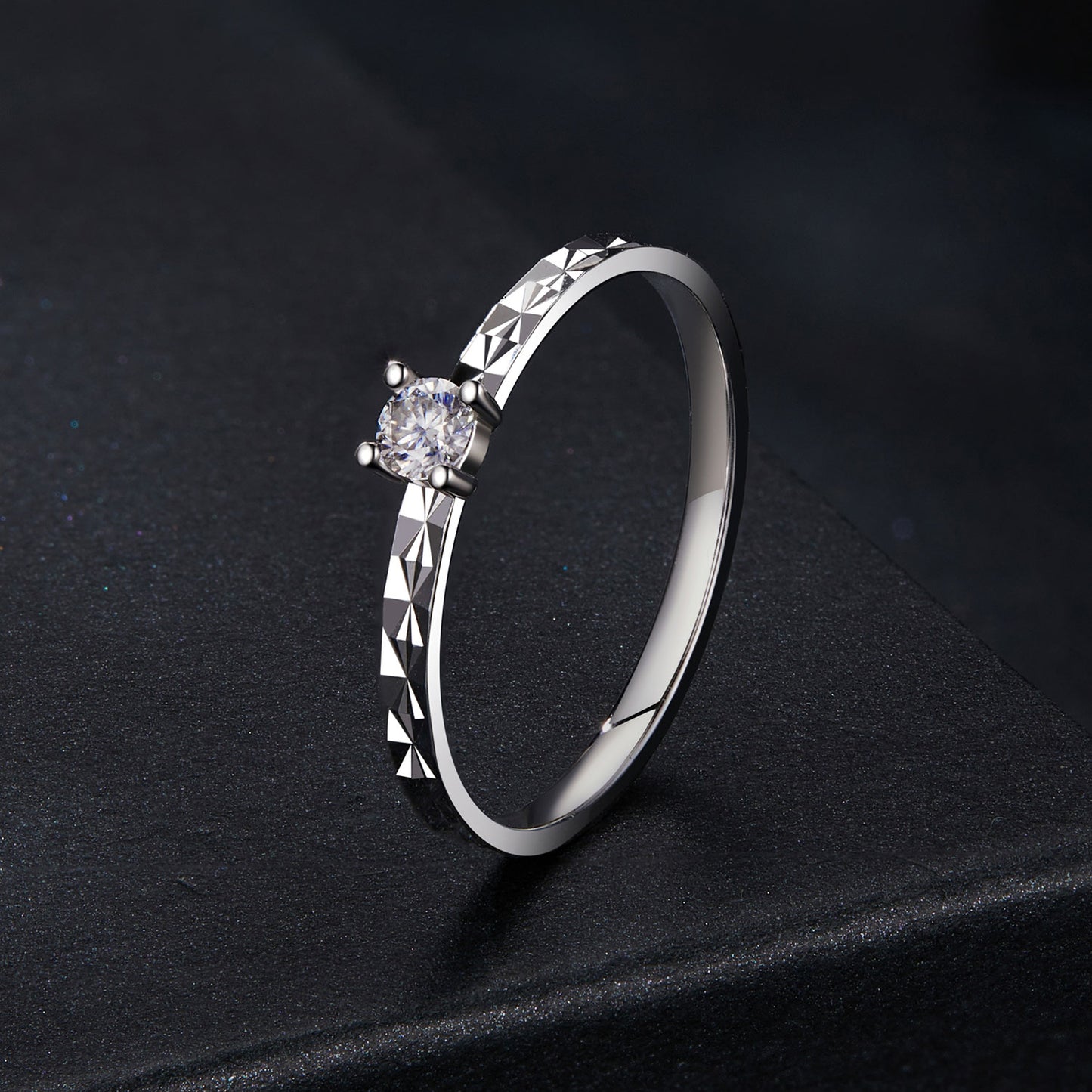 Shimmering Solo Moissanite Ring