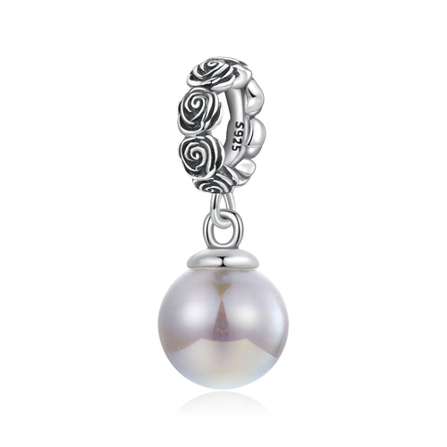 Midnight Rose Black Pearl Pendant Charm