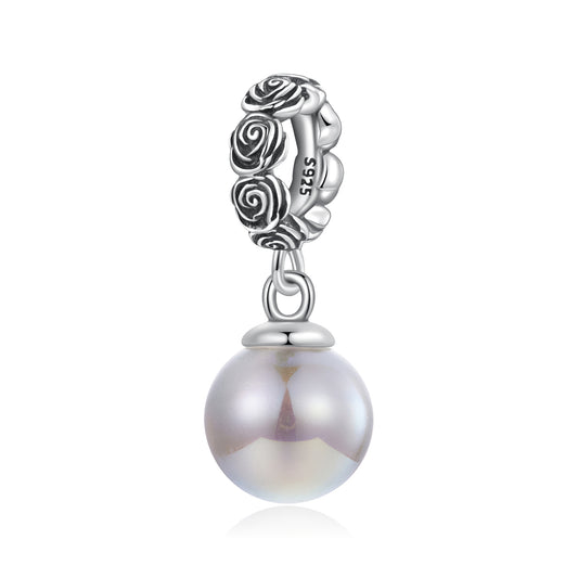 Midnight Rose Black Pearl Pendant Charm