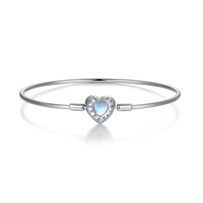 Heart-Shaped Moonstone Bangle