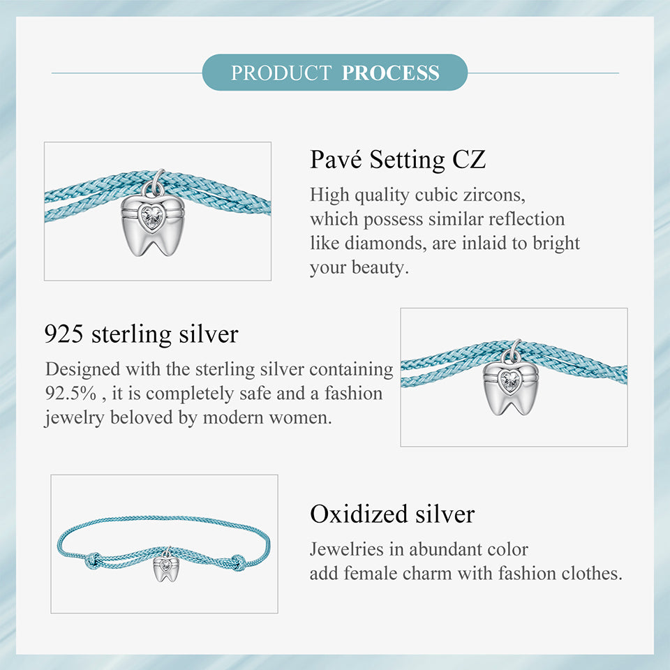 Elegant Fang Charm Cord Bracelet