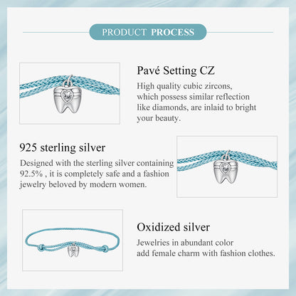 Elegant Fang Charm Cord Bracelet