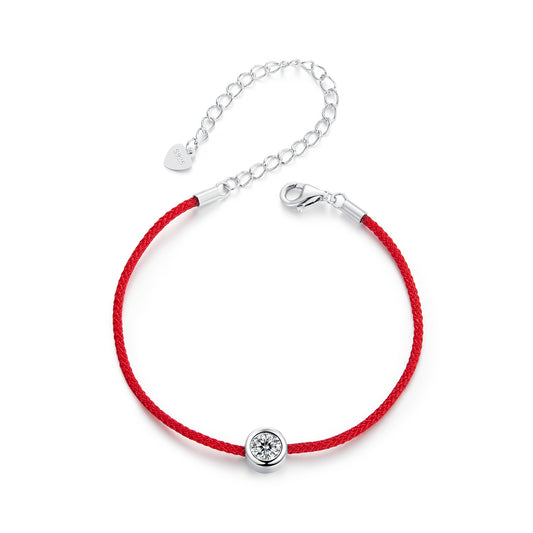 Deluxe Red Cord Moissanite Bracelet