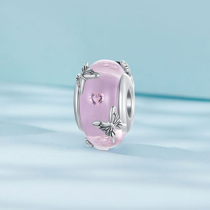 Pink Glass Butterfly Charm