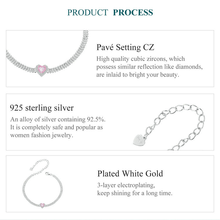 Frosted Floral Heart Bracelet