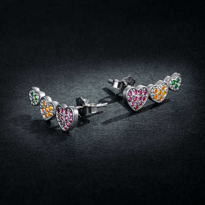 Multicolor Heart Stud Earrings