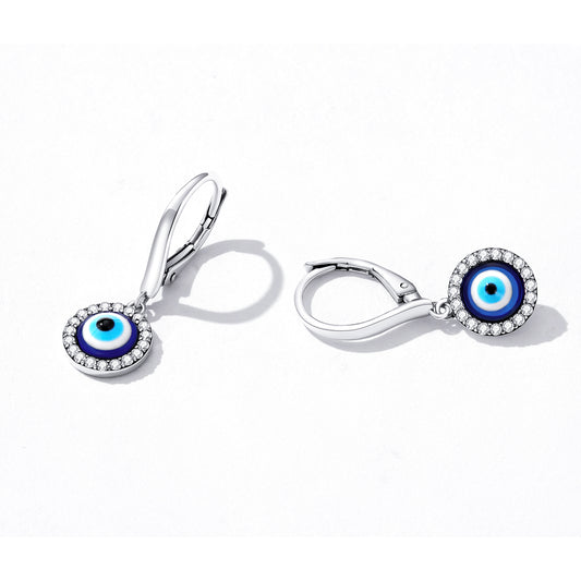 Resin Evil Eye Spring Clip Earrings