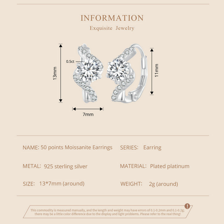 0.5ct Moissanite Spring Ear Climbers