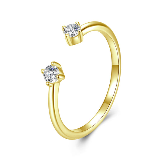 Elegant Moissanite Adjustable Ring - Gold
