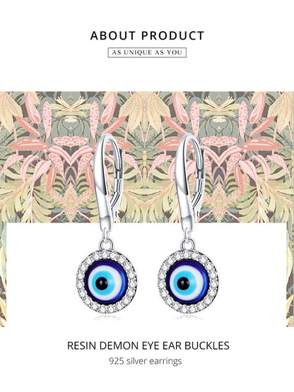 Resin Evil Eye Spring Clip Earrings
