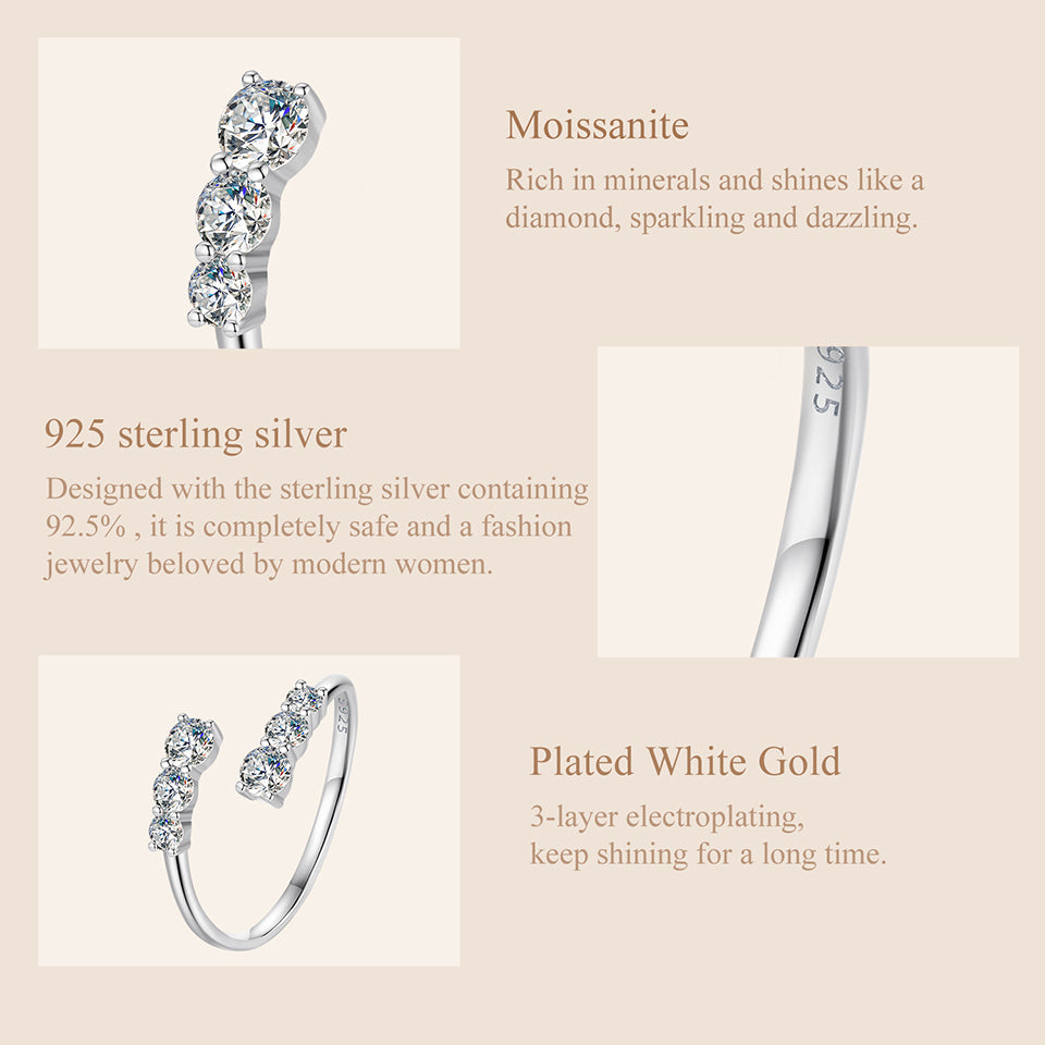 Sparkling Moissanite Adjustable Ring