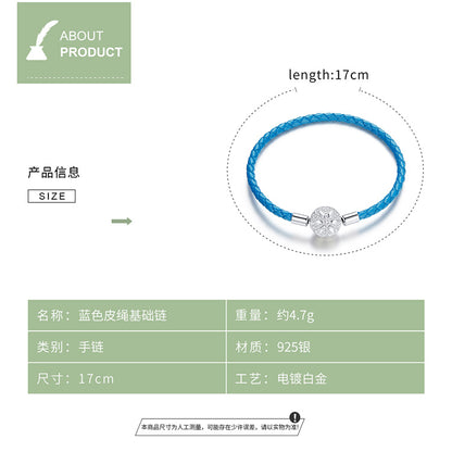 Classic Blue Leather Cord Bracelet