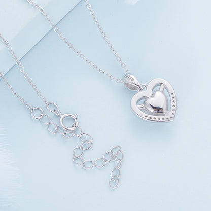 Heart-shaped White Zircon Necklace