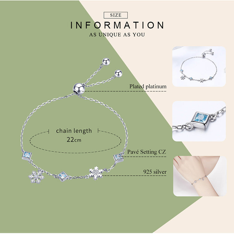 Snowflake Dance Bracelet, 925 Sterling Silver Bracelet for Women