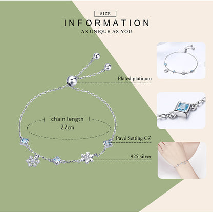 Snowflake Dance Bracelet, 925 Sterling Silver Bracelet for Women