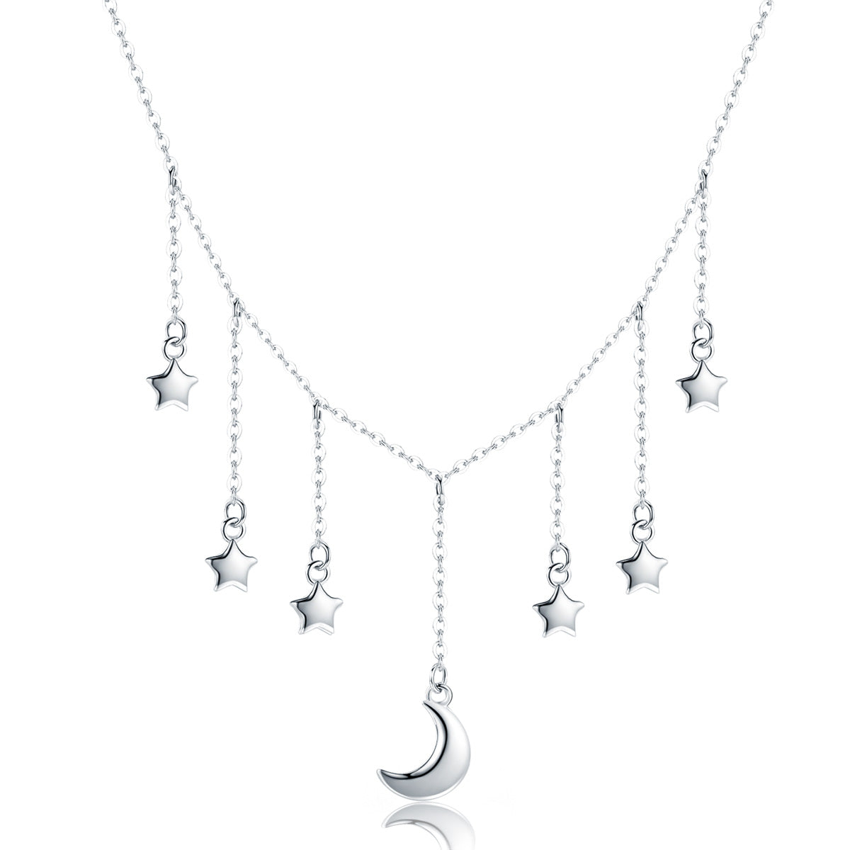 Starry Moon Sterling Silver Necklace
