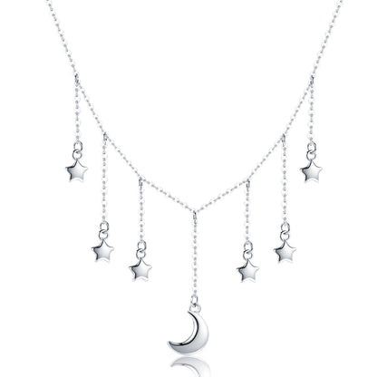 Starry Moon Sterling Silver Necklace