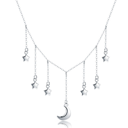 Starry Moon Sterling Silver Necklace