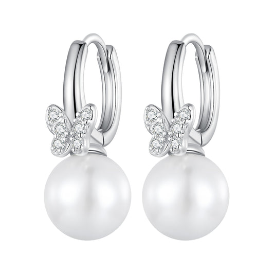 Butterfly Pearl Clip-On Earrings