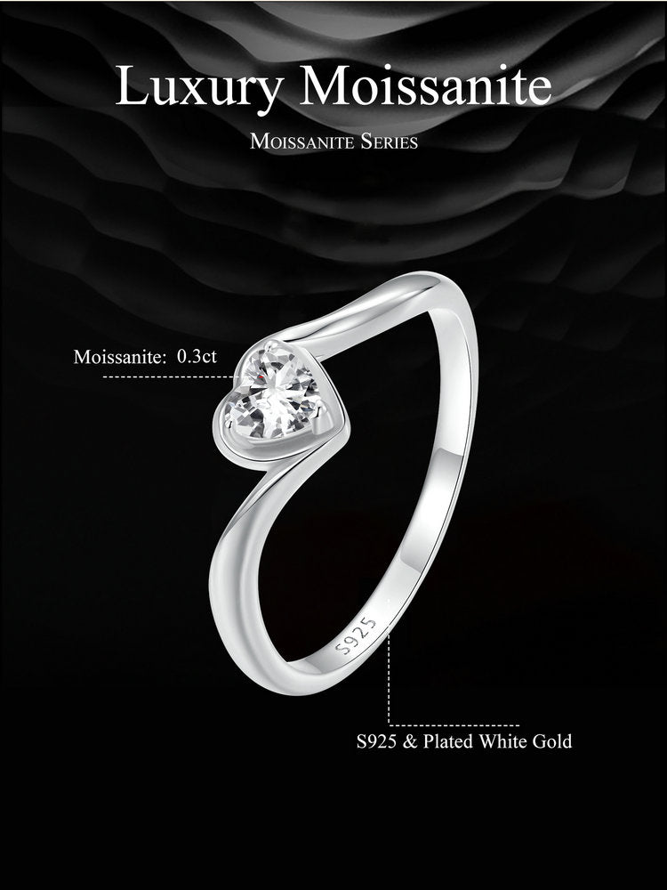 Delicate Heart Moissanite Ring