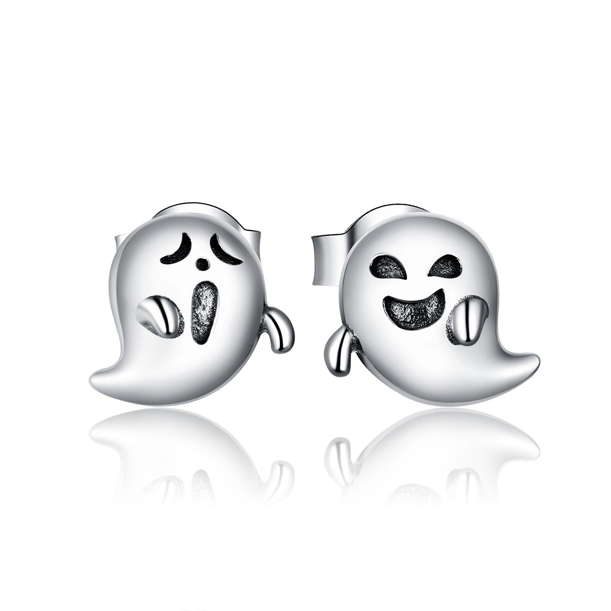 Compact Demon Ghost Hoop Earrings