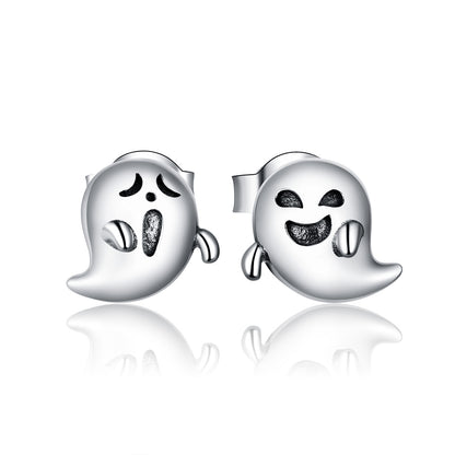 Compact Demon Ghost Hoop Earrings