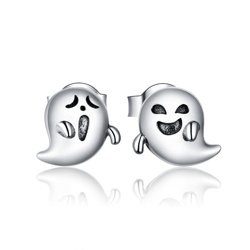 Compact Demon Ghost Hoop Earrings