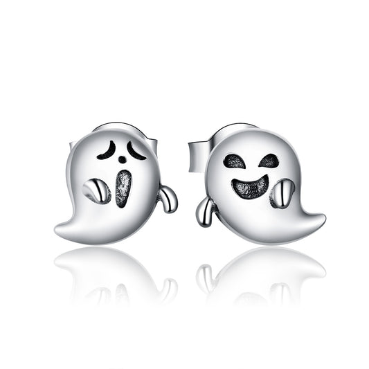 Compact Demon Ghost Hoop Earrings