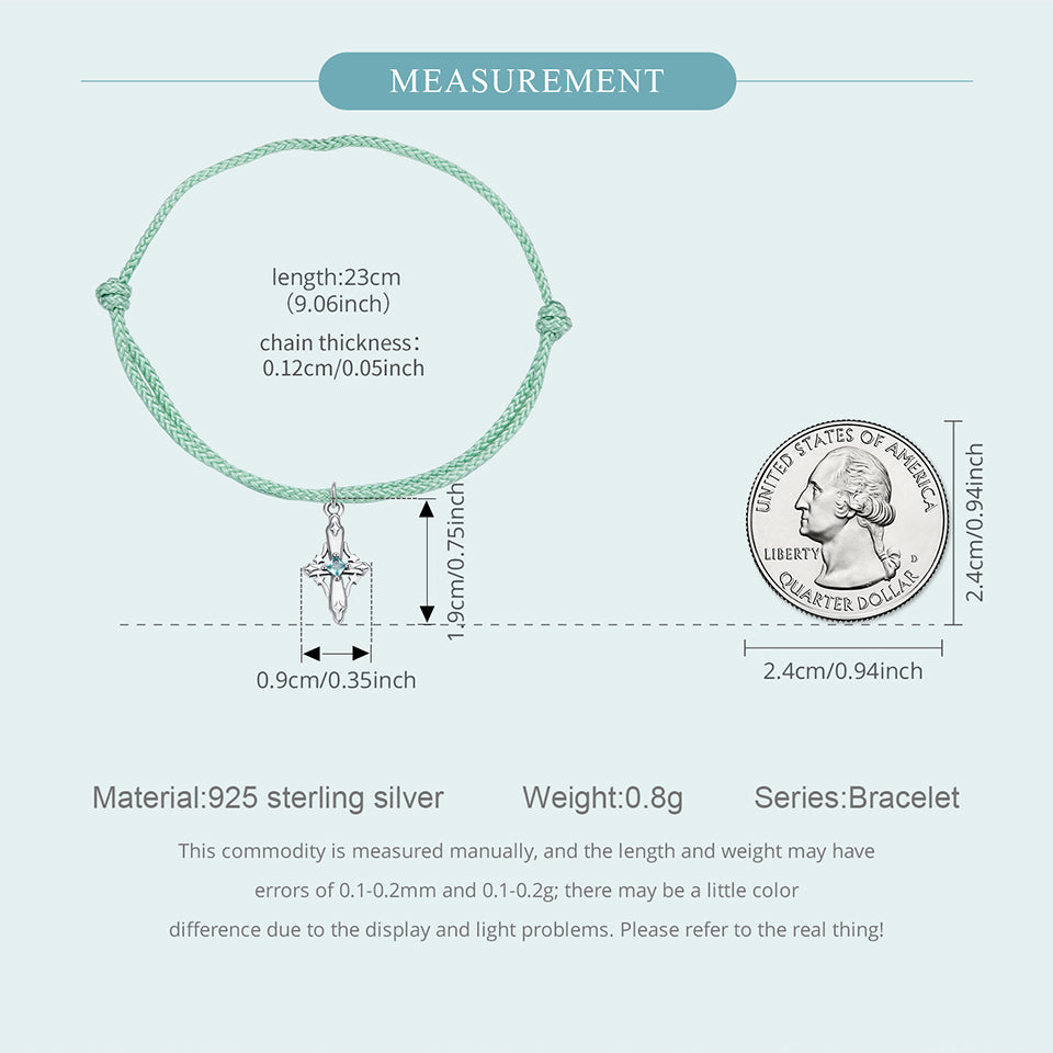 Celestial Cross Charm Cord Bracelet