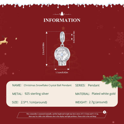 Christmas Snowflake Crystal Ball Pendant Charm