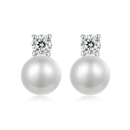 Natural Pearl & 0.5ct Moissanite Studs
