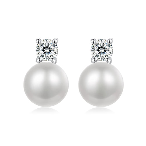 Natural Pearl & 0.5ct Moissanite Studs