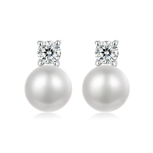 Natural Pearl & 0.5ct Moissanite Studs