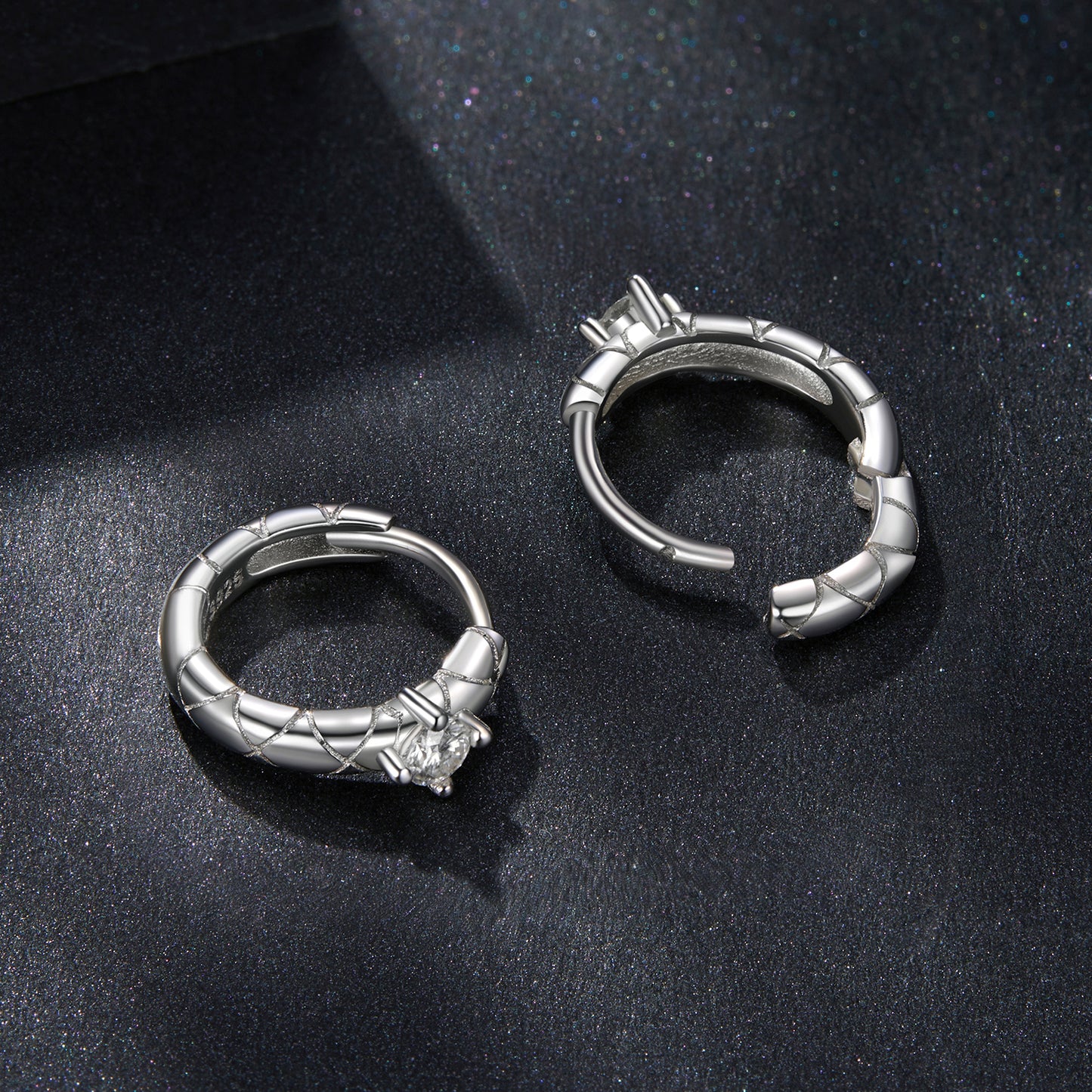 Diamond-Pattern Moissanite Ear Climbers