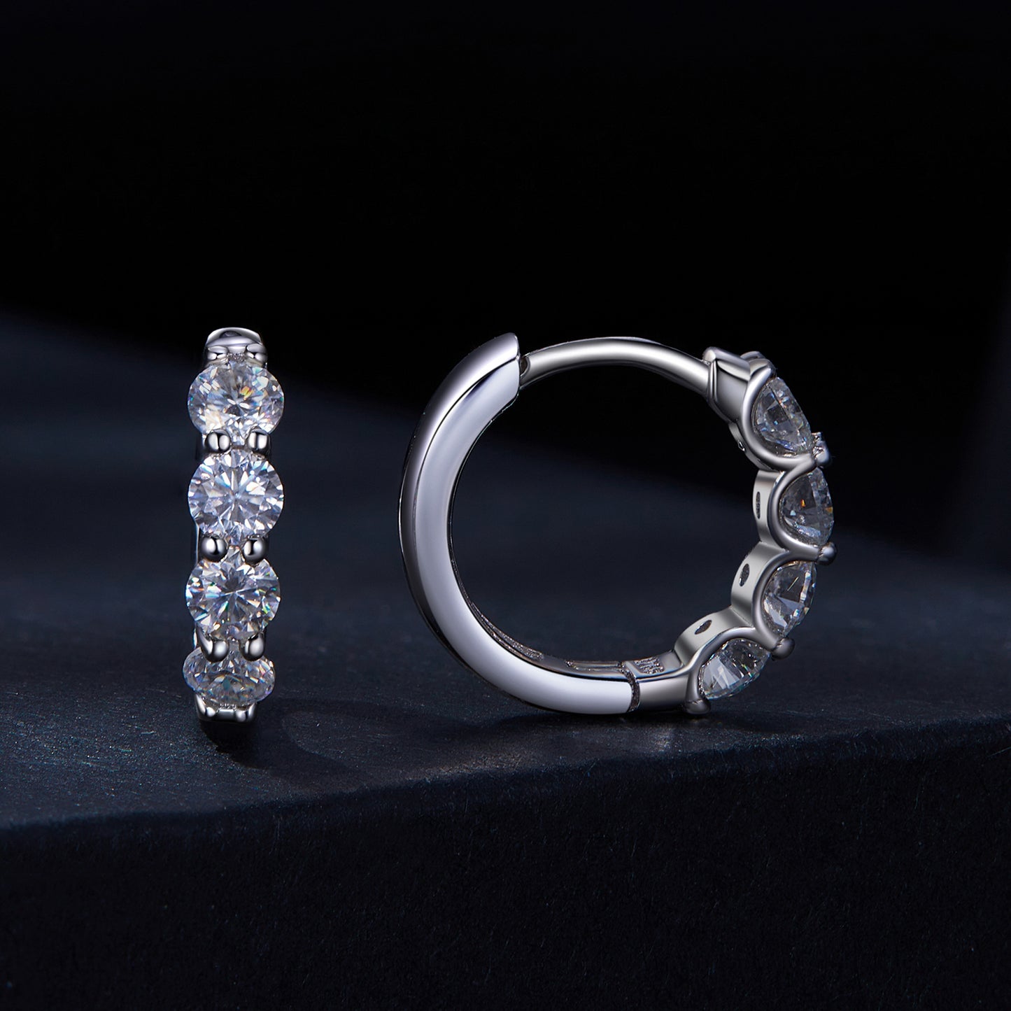 Moissanite Ear Climbers ，Moissanite Stud Earrings 925 Sterling Silver Lab-Created Diamond Alternative Jewelry for Women Men