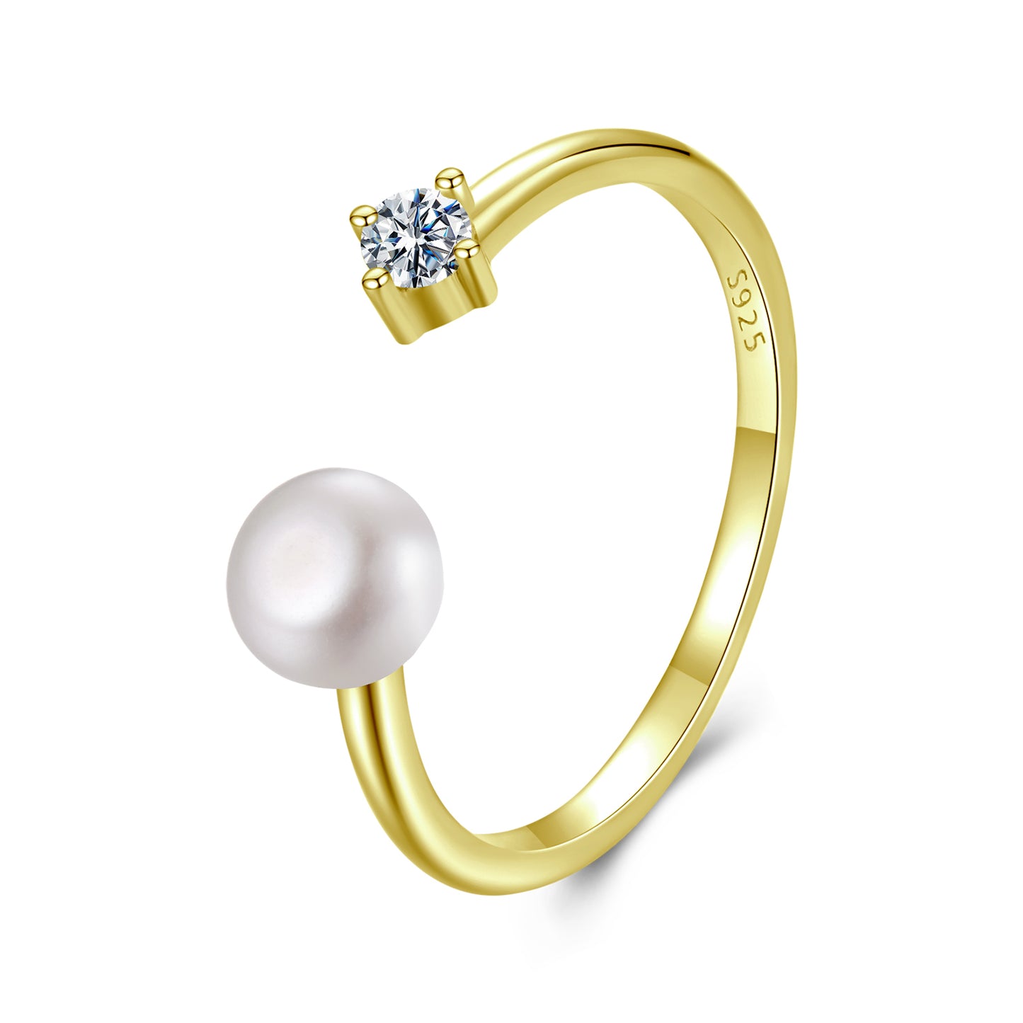 Pearl Moissanite Adjustable Ring