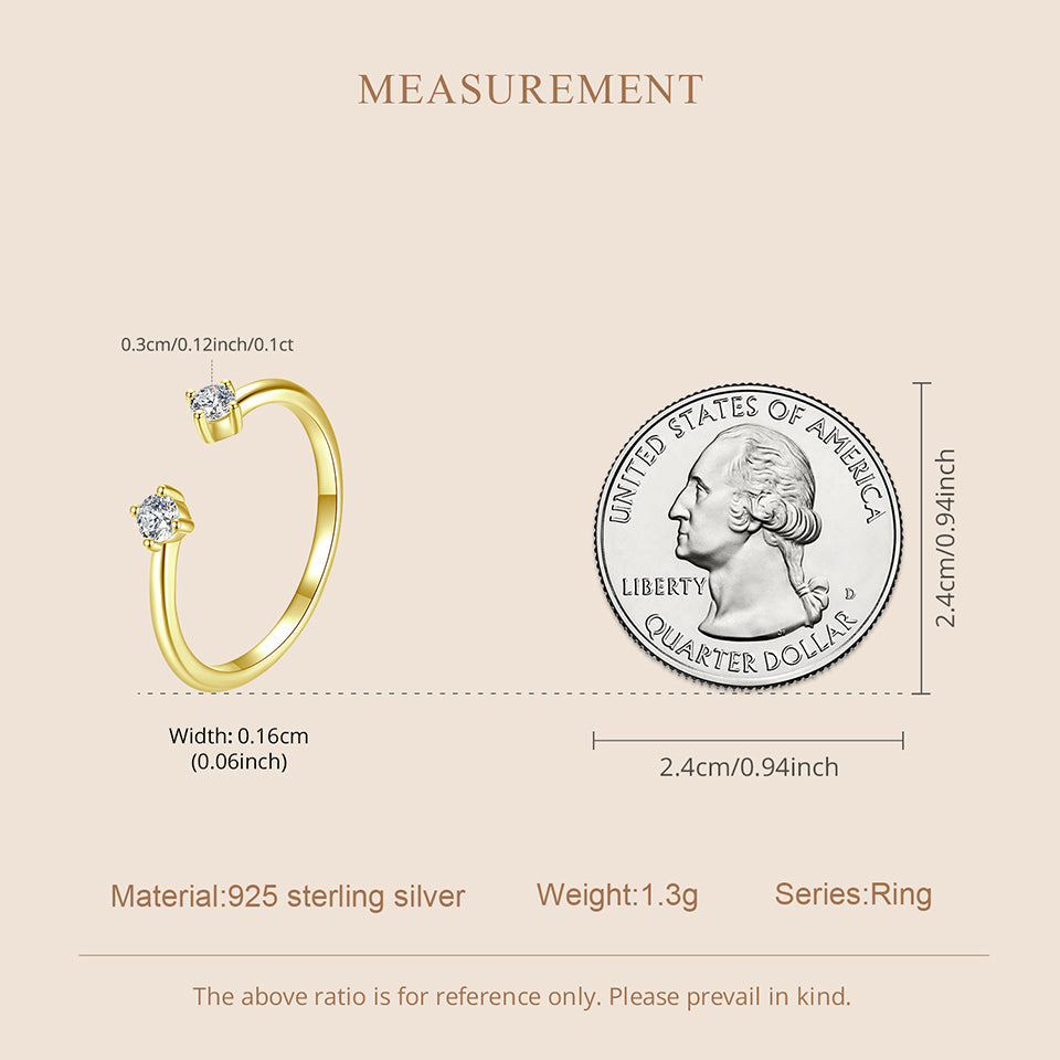 Elegant Moissanite Adjustable Ring - Gold