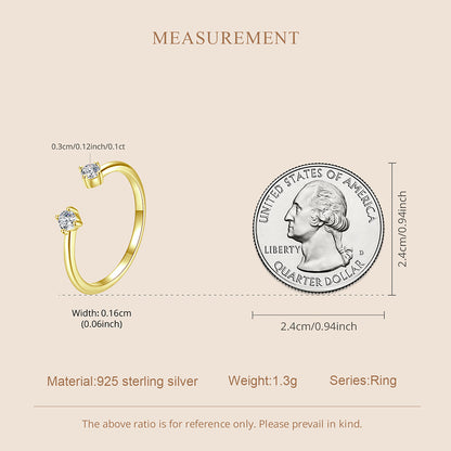 Elegant Moissanite Adjustable Ring - Gold