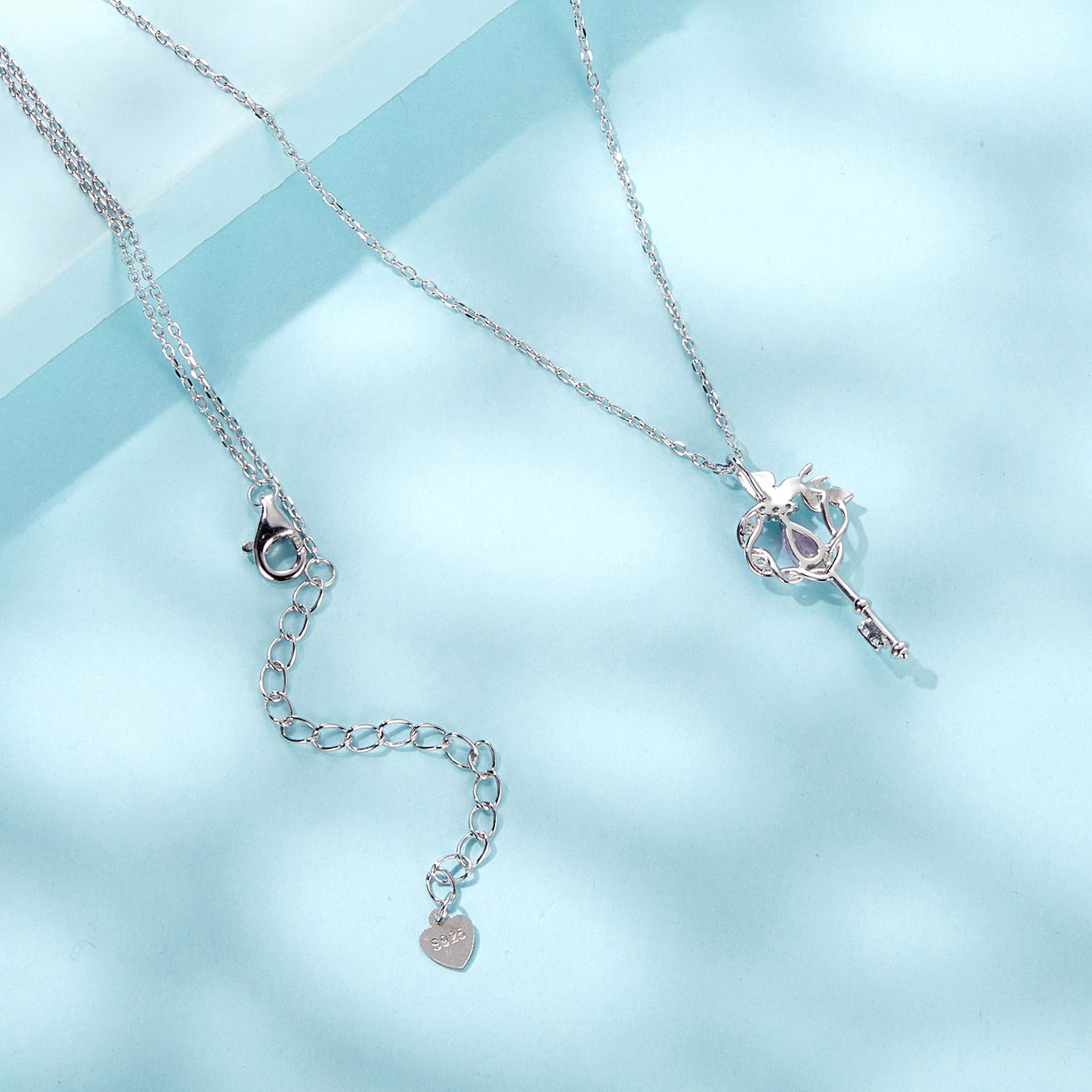 Butterfly Vine Heart Key Necklace