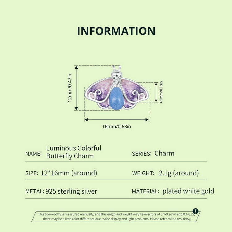 Luminous Colorful Butterfly Pendant Charm