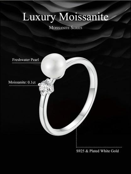 Natural Pearl Moissanite Ring
