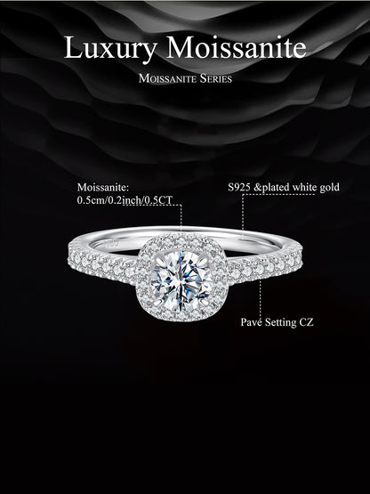 Square Halo Moissanite Ring