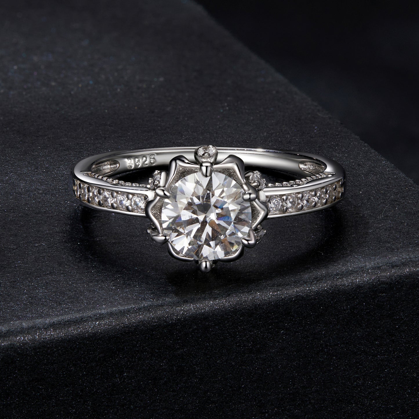 Floral Bud Moissanite Ring