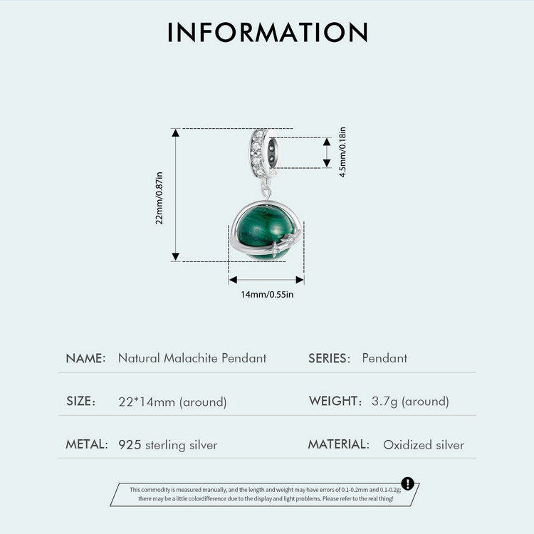 Natural Malachite Pendant Charm