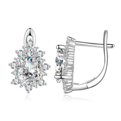 Teardrop Cubic Zirconia Clip Earrings