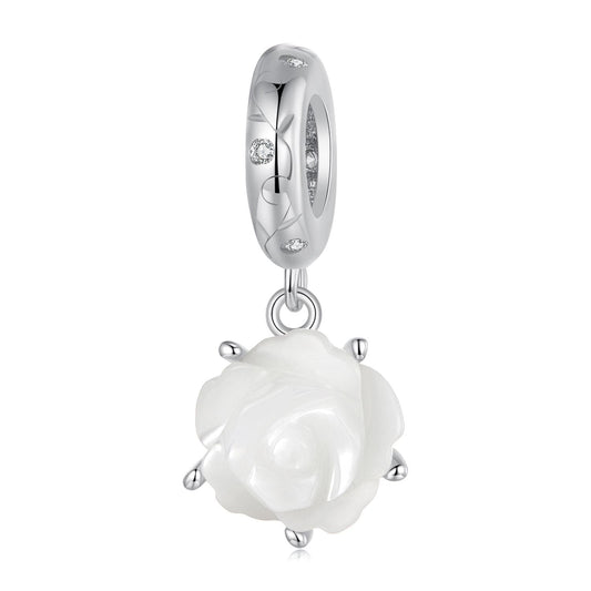 White Rose Pendant Charm